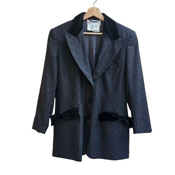 Apriori Wool and Viscose Riding Style Jacket with Bows on Pockets, Size Medium - Picture 2 of 9